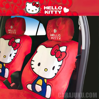 หุ้มเบาะรถ แบบผ้า คิตตี้ Hello Kitty (Kitty I AM) โทนสีแดง #ชุดหุ้มเบาะรถ เบาะรถ เบาะผ้า หุ้มเบาะผ้า