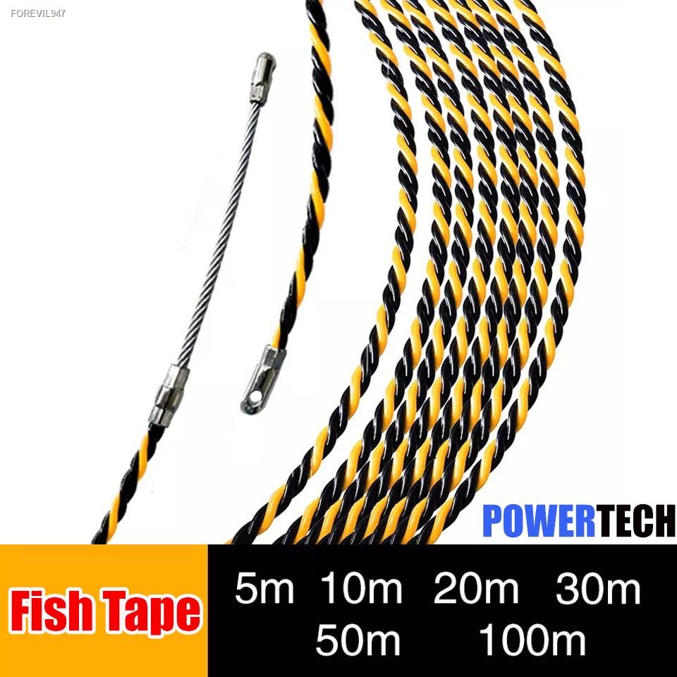 พร้อมสต็อก-fish-tape-ฟิตเทป-ดึงสายไฟในท่อ-ความยาว-10-15-20-25-30-50-m-แถมตะกร้อ