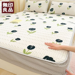 #ผ้าปูที่นอนเย็นMUJI Latex Cooling Mat Ice Silk Mat Bed Sheet All-inclusive Non-slip Dormitory Single Soft Mat Machine W