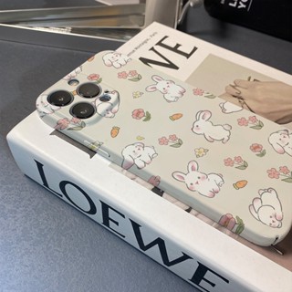 ฟิล์มแข็ง เคส iphone 14promax 11 13 12 7Plus 8 X XS Max กระต่ายน่ารัก แครอท ป้องกัน เคสกันกระแทก