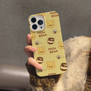 ฟิล์มแข็ง เคส iphone 14 pro Max 11 13 12 7Plus 8 X XS Max ผึ้งน่ารัก หมี วินนี่ ป้องกัน กันกระแทก เคส