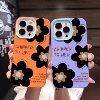 เคสโทรศัพท์มือถือ ซิลิโคน ลายดอกไม้ สีดํา สําหรับ iPhone 14Promax 13 12 11 7Plus X XR 3 in 1