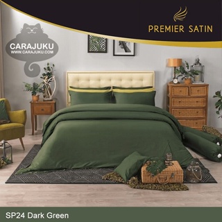 PREMIER SATIN ชุดผ้าปูที่นอน สีเขียวเข้ม Dark Green SP24 #ซาติน ชุดเครื่องนอน ผ้าปู ผ้าปูเตียง ผ้านวม ผ้าห่ม สีพื้น