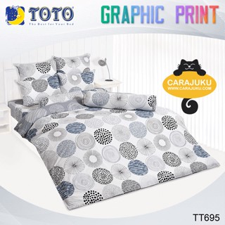 TOTO ชุดผ้าปูที่นอน ลายกราฟฟิค Graphic TT695 สีขาว #โตโต้ ชุดเครื่องนอน ผ้าปู ผ้าปูเตียง ผ้านวม ผ้าห่ม กราฟิก