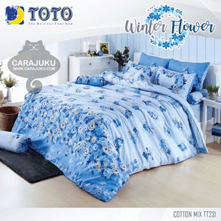 TOTO ชุดผ้าปูที่นอน ลายฤดูหนาว Winter Season TT231 สีน้ำเงิน #โตโต้ ชุดเครื่องนอน ผ้าปู ผ้าปูเตียง ผ้านวม ผ้าห่ม กราฟิก