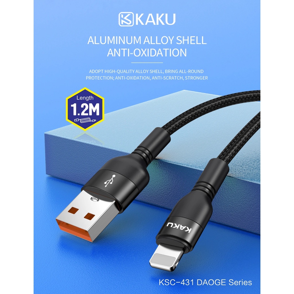 hot-สายชาร์จkaku-ksc-431-ชาร์จเร็ว3-2a-สายผ้า-แข็งแรง-ksc-431-daoge-aluminum-alloy-fast-charging-data-cable