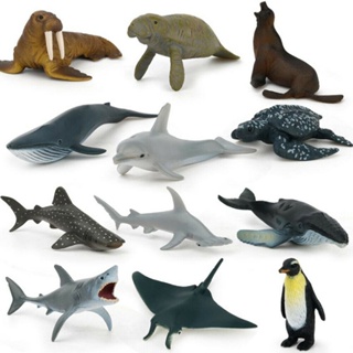 ❤❤❤🔥🔥🔥12pcs Kids Toy Plastic Sea Animals Ocean Shark Dolphin Whale Model Figures Gift