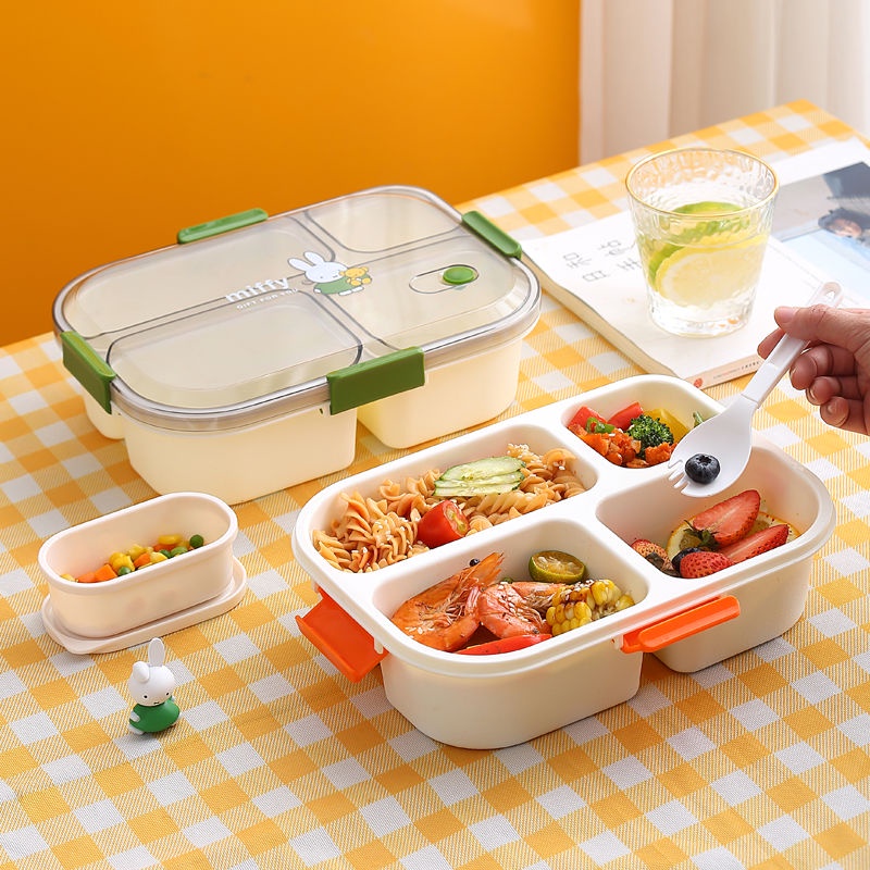 กล่องอาหารกลางวันสามารถอุ่นด้วยเตาไมโครเวฟ-นักเรียนสามารถแบ่งออกเป็นช่อง-พนักงานออฟฟิศนำอาหาร-กล่องถนอมผลไม้ปิกนิกเ