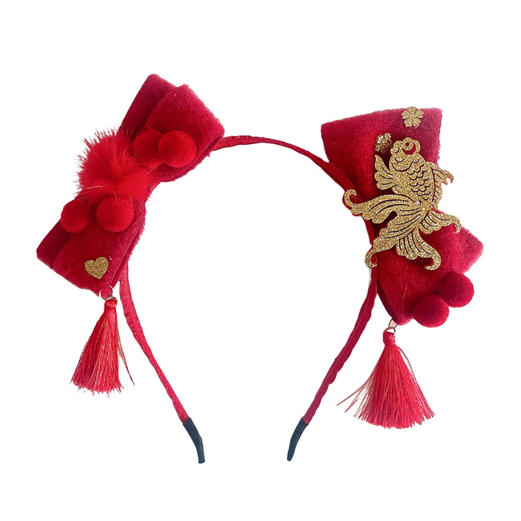 b-398-hair-hoop-chinese-style-easy-to-store-beautiful-anti-break-decoration-cloth-new-year-red-fish-headband-for-girl