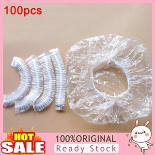 [B_398] 100Pcs Hotel Home Disposable Waterproof Clear Elastic Women Shower Bath Cap Hat