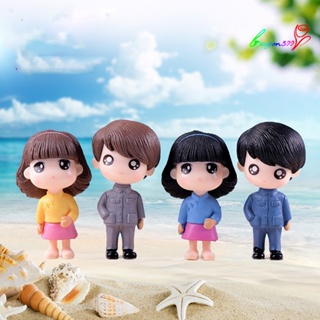 【AG】2Pcs/Set Boy Girl Cartoon Doll Miniature Ornaments Garden Decoration