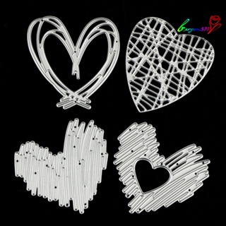 【AG】4 Pcs Cutting Dies Set Convenient Lovely Design Heart-shaped Day Cutting Dies for Gift