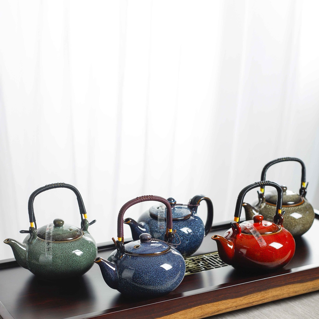 กาชงชาขนาดใหญ่แบบเซรามิกกาน้ำชาแบบมือจับ650มล-สำหรับใช้ในบ้านสำนักงานร้านอาหารกาชงชาแบบเดี่ยวแนววินเทจ