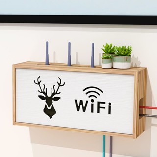 ﺴ❖กล่องเก็บ wifi แขวนผนังเจาะฟรีไฟแขวนผนังแมวชั้นวางเราเตอร์สายเคเบิลเครือข่ายซ็อกเก็ตฝาครอบสายไฟสิ่งประดิษฐ์ที่น่าเกลีย