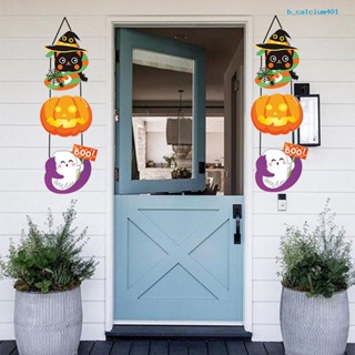 Calcium 2Pcs/Set Halloween Door Hanging Signs Spooky Ghost Pumpkin Design Clear Pattern Hanging Signs