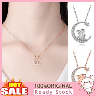 [B_398] Women Necklace Cute Rabbit Star Elegant Hypoallergenic Rhinestone Embedded Crescent Clavicle Necklace Fashion Jewelry