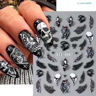 Calciummj 1 Sheet Nail Stickers 5D Halloween Dark Devils Eye Sky Wing Safe Stunning