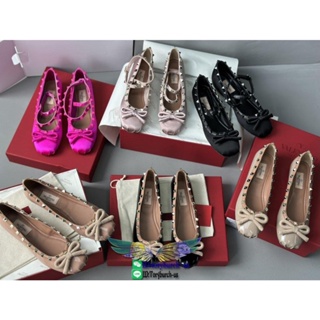 Valentino knot-detail flat ballet shoes womens convenient slip-on pump ballerina toe shoes 35-42