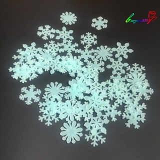 【AG】1 Pack/50 Pcs Snowflakes Sticker Three-dimensional Luminous Plastic Christmas Sticker Glow in The Stars Luminous for
