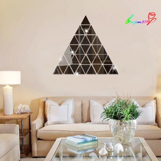 【AG】100 Pcs Acrylic 3D Triangle Mosaic Mirror Effect Wall Home Room DIY