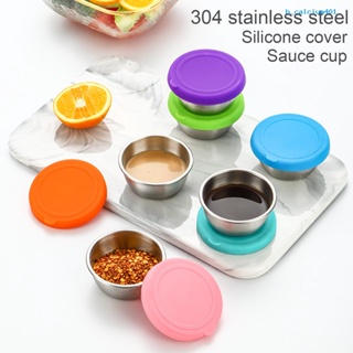 Calciwj 1 Set 50ML Sauce Cup Leak-proof Large Capacity Stainless Steel Small Seasoning Bowl