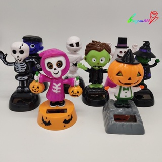 【AG】Halloween Ornament Solar Rocking Head Ornaments Spooky Cartoon Designs Figure for Home Party