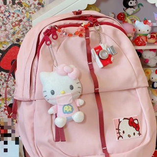 กระเป๋าเป้สะพายหลัง แบบนิ่ม จุของได้เยอะ ลาย Hello Kitty สไตล์เกาหลี และญี่ปุ่น สําหรับนักเรียนมัธยมต้น และมัธยมปลาย