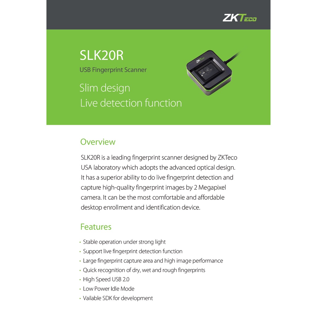 zkteco-slk20r-fingerprint-reader-เครื่องอ่านลายนิ้วมือ-รับประกัน-1-ปี