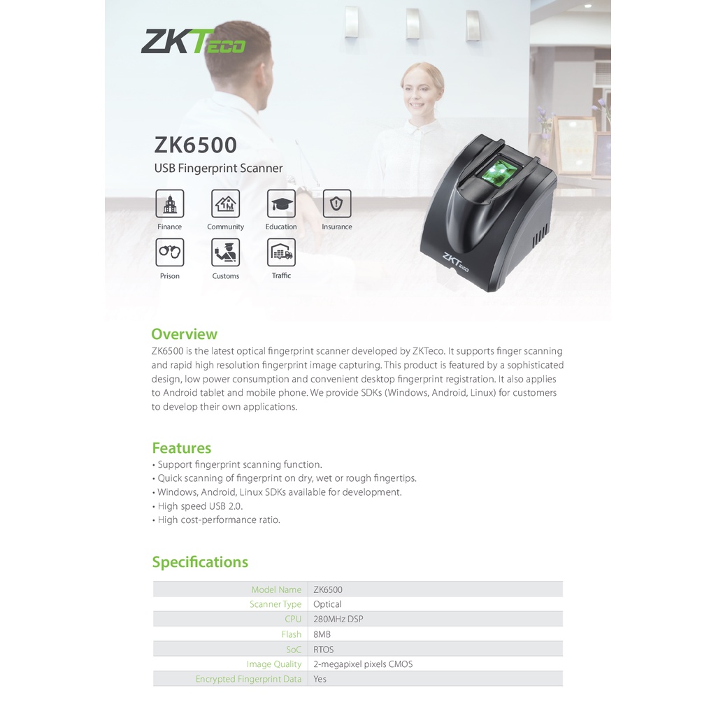 zkteco-zk6500-fingerprint-sensor-เครื่องอ่านลายนิ้วมือ-รับประกัน-1-ปี
