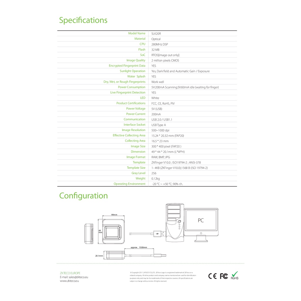 zkteco-slk20r-fingerprint-reader-เครื่องอ่านลายนิ้วมือ-รับประกัน-1-ปี