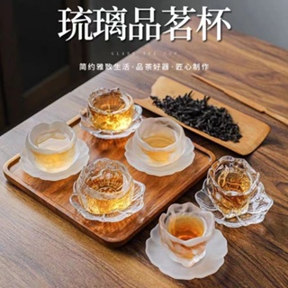 ♧Li Ziqi กับสไตล์เดียวกันถ้วยแก้วแช่แข็งสไตล์ญี่ปุ่นชุดน้ำชาแก้วชาชิมถ้วยชาถ้วยเล็กต้นแบบ