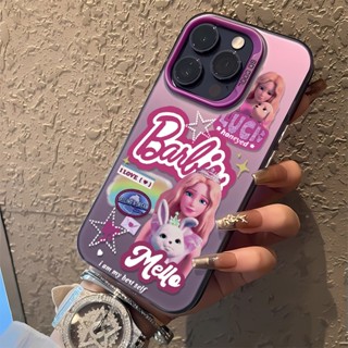 2 in 1 เคสโทรศัพท์มือถือ พิมพ์ลายบาร์บี้ และดาว พร้อมกล้อง สําหรับ iphone 14promax 11 12 13 11ProMax