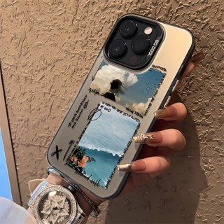 เคสโทรศัพท์มือถือ พิมพ์ลายทิวทัศน์ริมทะเล พร้อมกล้อง 2 in 1 สําหรับ iphone 14promax 11 12 13 11ProMax