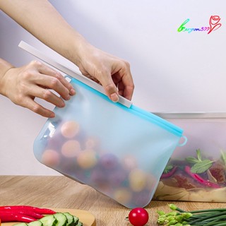 【AG】Food Storage Bag Leak-proof Easy Seal Silica Gel Vegetable Freezer Gallon Bag for