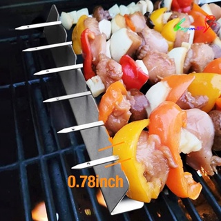 【AG】2Pcs Kebabs Skewers Racks V-shaped 6 Slots Food Grade Steel Multifunctional Utensils Reusable Grill Skewers