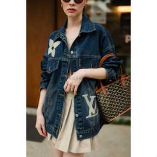 แจ็คเก็ตยีนส์ Oversize ปัก L V (jacket jean)