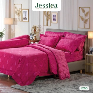 JESSICA ชุดผ้าปูที่นอน พิมพ์ลาย Graphic J266 สีชมพูเข้ม #เจสสิกา ชุดเครื่องนอน ผ้าปู ผ้าปูเตียง ผ้านวม กราฟฟิก