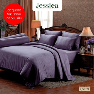 JESSICA ชุดผ้าปูที่นอน พิมพ์ลาย Graphic QS739 Jacquard ทอ 500 เส้น สีม่วง #เจสสิกา ชุดเครื่องนอน ผ้าปู ผ้าปูเตียง ผ้านวม