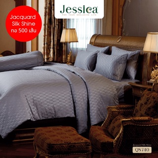 JESSICA ชุดผ้าปูที่นอน พิมพ์ลาย Graphic QS740 Jacquard ทอ 500 เส้น สีม่วง #เจสสิกา ชุดเครื่องนอน ผ้าปู ผ้าปูเตียง ผ้านวม