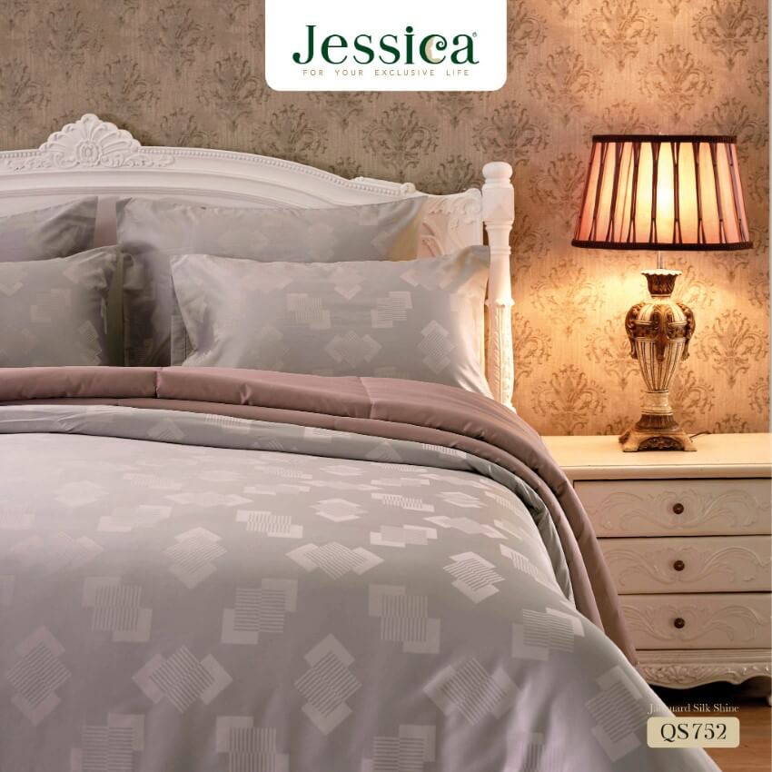 jessica-ชุดผ้าปูที่นอน-พิมพ์ลาย-graphic-qs752-jacquard-ทอ-500-เส้น-สีเทา-เจสสิกา-ชุดเครื่องนอน-ผ้าปู-ผ้าปูเตียง-ผ้านวม