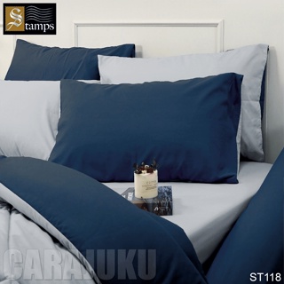 STAMPS ชุดผ้าปูที่นอน สีน้ำเงินกรมท่า ทูโทน Silver Sconce ST118 #แสตมป์ส ชุดเครื่องนอน ผ้าปู ผ้าปูเตียง ผ้านวม