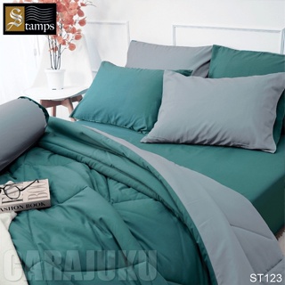 STAMPS ชุดผ้าปูที่นอน สีฟ้าเขียว ทูโทน Brittany Blue ST123 #แสตมป์ส ชุดเครื่องนอน ผ้าปู ผ้าปูเตียง ผ้านวม