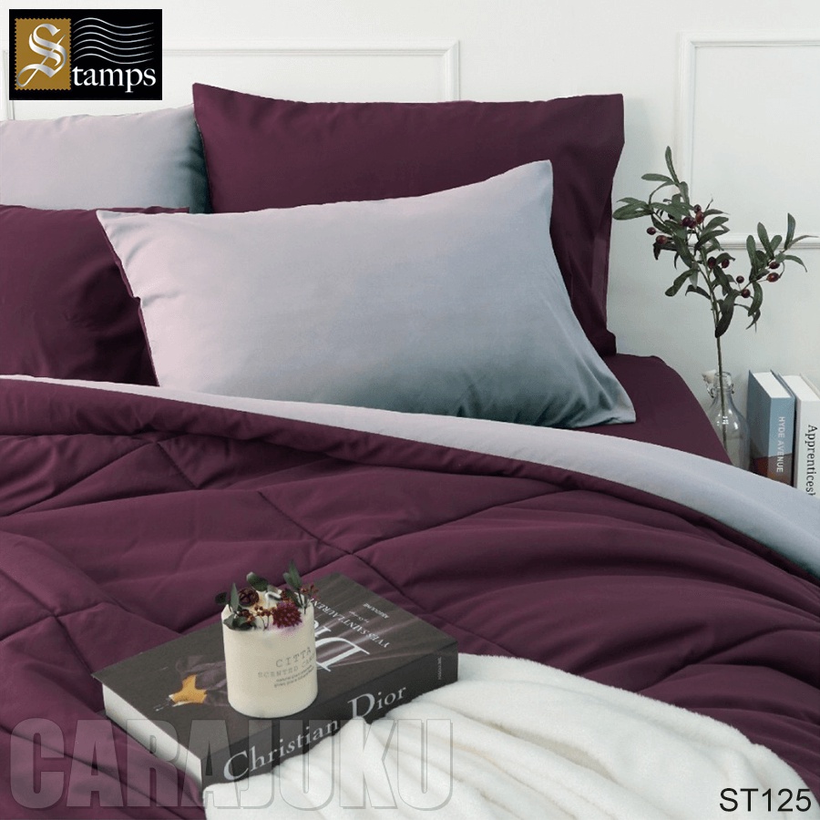 stamps-ชุดผ้าปูที่นอน-สีม่วงเข้ม-ทูโทน-grape-wine-st125-แสตมป์ส-ชุดเครื่องนอน-ผ้าปู-ผ้าปูเตียง-ผ้านวม