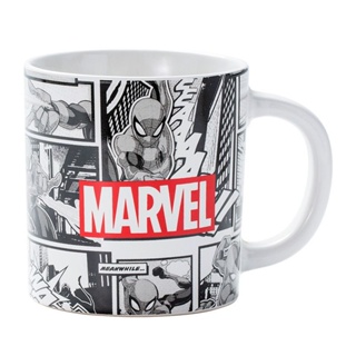 ✳℗✶Marvel Cup Avengers Alliance Spider-Man Hulk Creative ถ้วยเซรามิกความจุขนาดใหญ่พร้อมฝาปิดชุดช้อนแก้ว