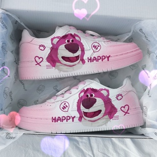 ☸♛Pull Back Peach Ripe Co-branded Strawberry Bear Summer Women s Shoes 2023 New Breathable All-match Casual Couple Shoes