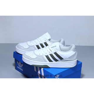 Adidas COURTIC รองเท้าหนังลําลอง ส้นแบน สีขาว สไตล์เรโทร สําหรับผู้หญิง