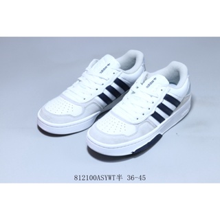 Adidas COURTIC รองเท้าหนังลําลอง ส้นแบน สีขาว สไตล์เรโทร สําหรับผู้หญิง