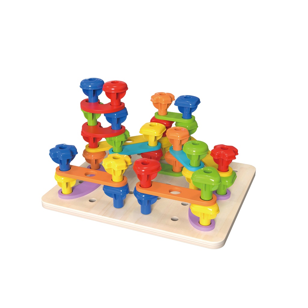 tooky-toy-rainbow-stacking-peg-ชุดของเล่นหมุดเสียบรูรูปตัวตุ่นสีสายรุ้ง