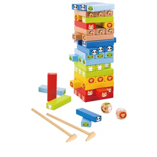 Tooky Toy-Stacking Game-ของเล่นบล็อคไม้เกมตึกถล่ม ลายสวนสัตว์