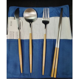 Starbucks MI Navy Ornament Cutlery Set ชุดช้อนส้อม